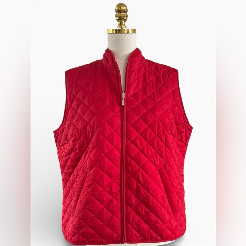 Karen Scott Red Quilted Vest Lightweight Puffer Petite XL SKU 22